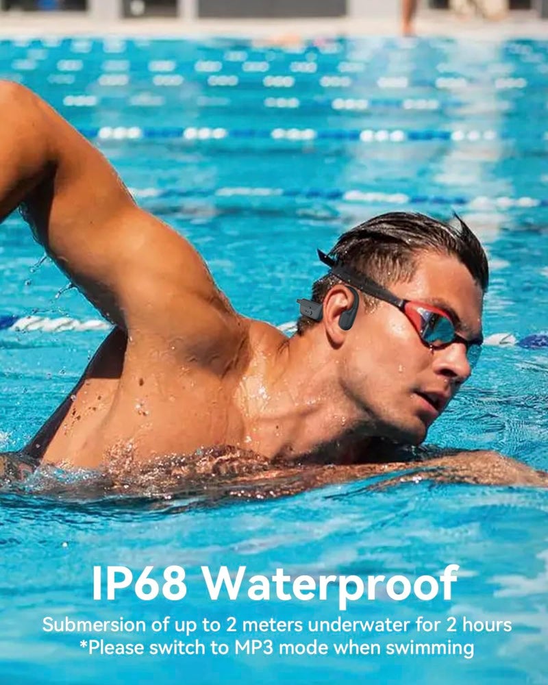MONODEAL Swimming Headphones - IP68 Waterproof Open Ear Bluetooth 5.4 Earbuds With 32GB Memory Card for Swimming, Running and Sports - Image 3